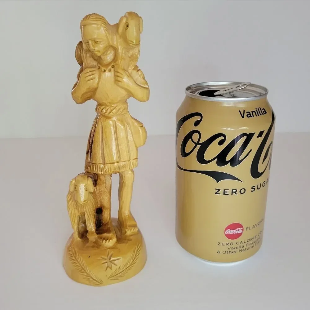 The Good Shepherd Hand Carved Olive Wood Statue
